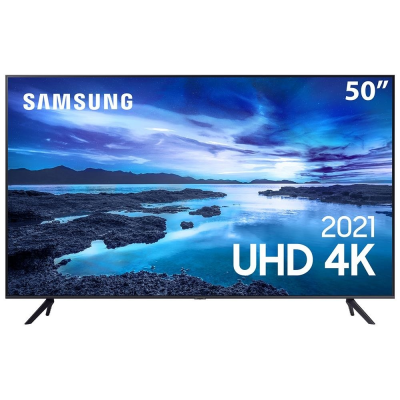 TV LED Smart 50" Samsung UHD 4K UN50AU7700GXZD Design Sem Limites Wi-Fi Bluetooth 3 HDMI 1 USB